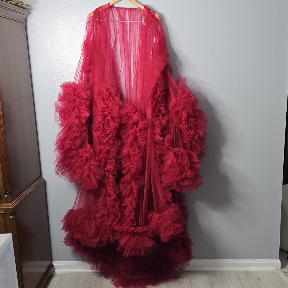Nwt Deep Red Tulle Robe - Picture 6 of 7